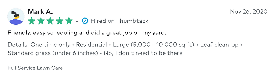 Customer review 1 for Big Blu's